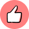 a thumbs up icon in a pink circle