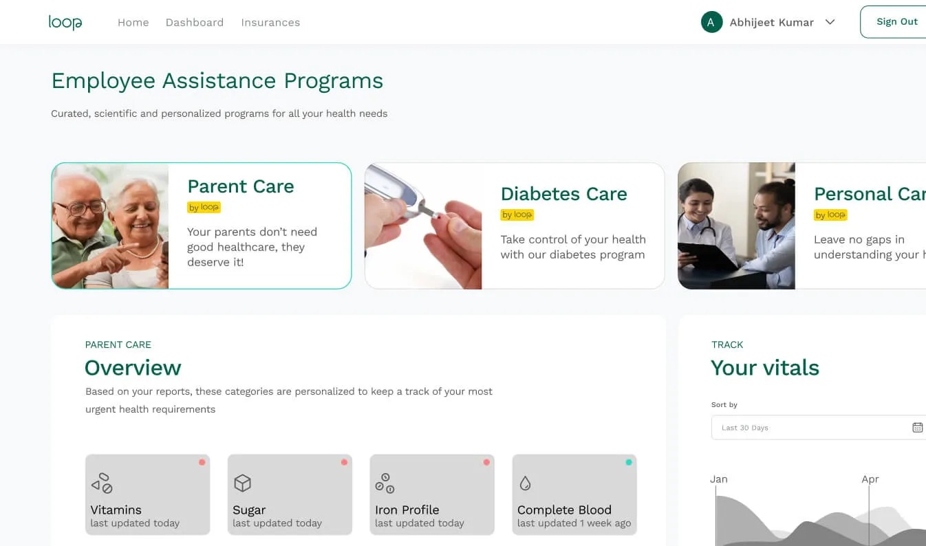 a screen shot of the employee assistance program
