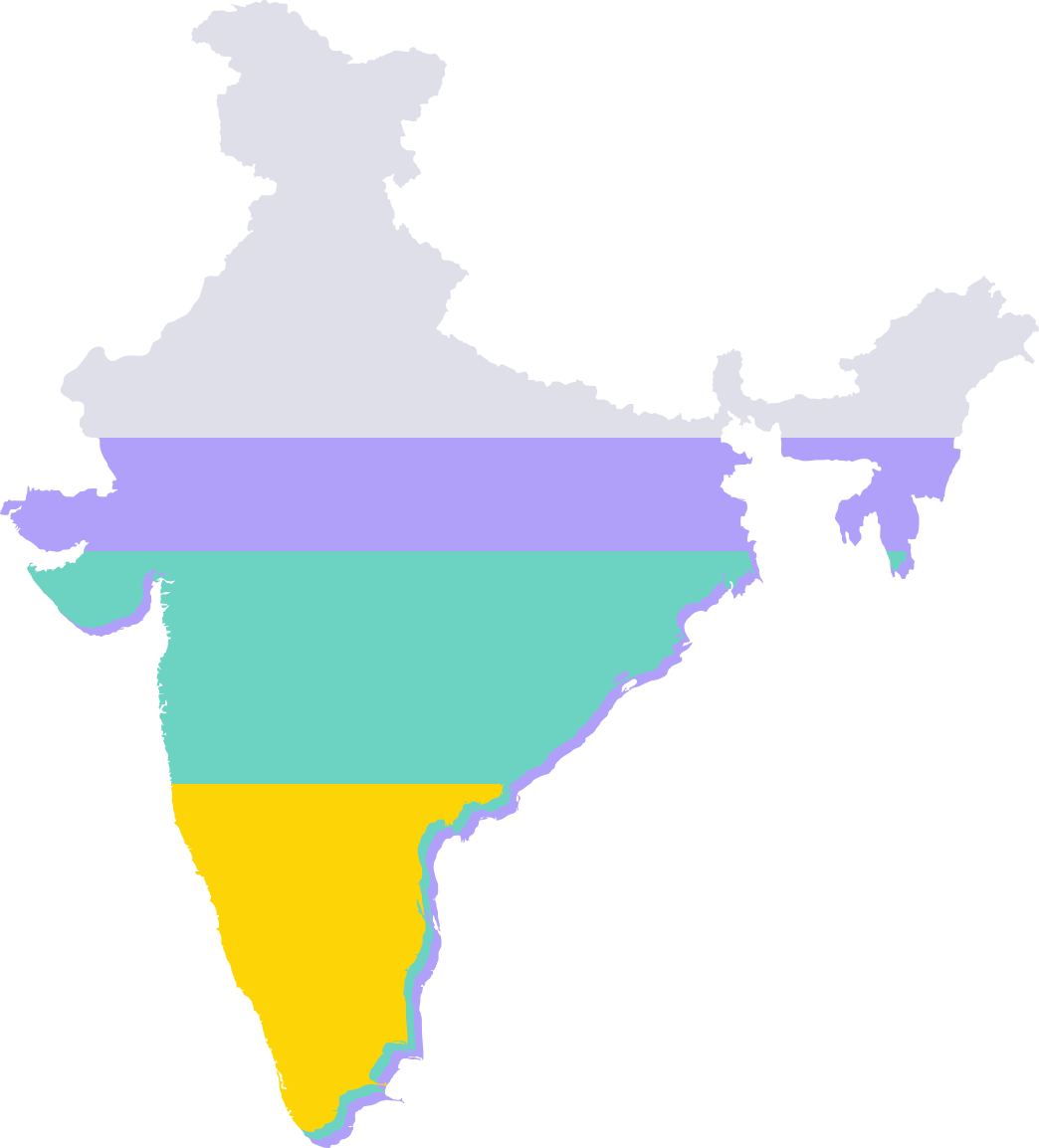a map of india with the colors of the rainbow